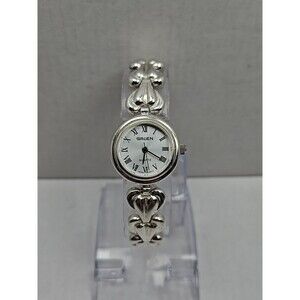 Vintage Gruen 925 Sterling Silver Heart Bracelet Quartz Watch Womens New Battery